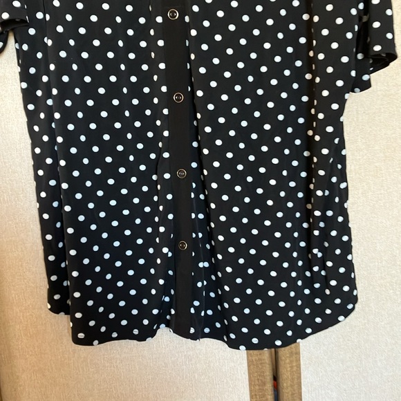 FINAL MARKDOWN Elie McCarthy Black and White Polka Dot Blouse 2x - Picture 3 of 7